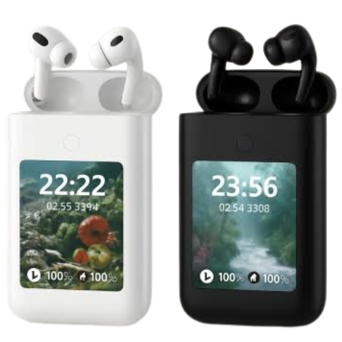 A98 Box Power Bank with 2in1 Earbuds, Large Screen Touch Control, LED Flashlight, HiFi Stereo for Music & Gaming